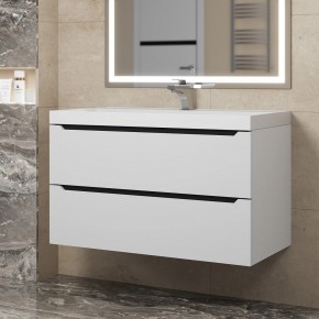 Тумба под раковину Uperwood Tanos 90 см, подвесная, белая/графит в Карталах - kartaly.mebel24.online | фото
