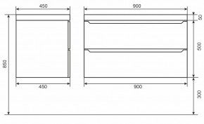 Тумба под раковину Uperwood Tanos 90 см, подвесная, белая/графит в Карталах - kartaly.mebel24.online | фото 6