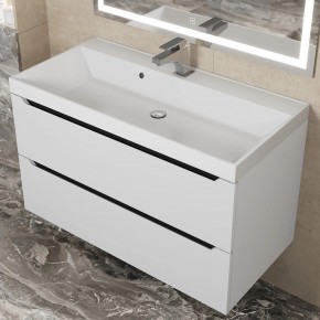 Тумба под раковину Uperwood Tanos 90 см, подвесная, белая/графит в Карталах - kartaly.mebel24.online | фото 9